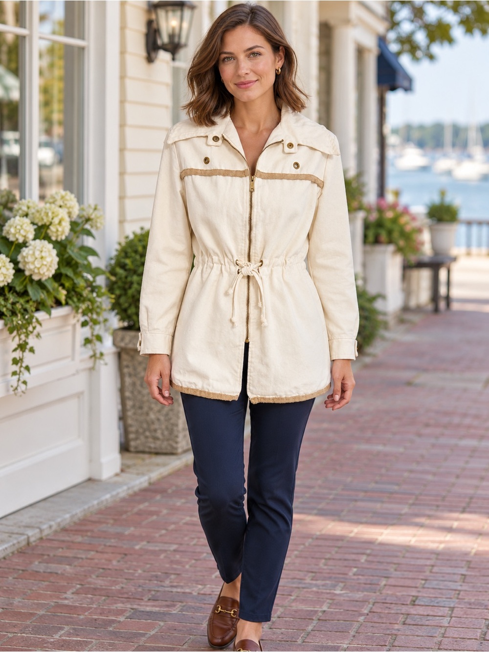 Vintage Arthur Jay Rovercoat Ivory Nautical Drawstring Jacket